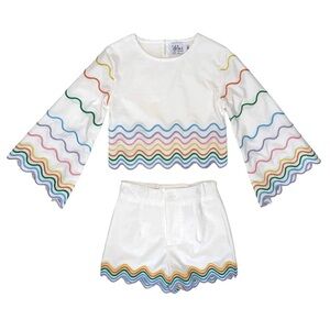 NWT Lola & The Boys Rainbow Wave Short Set